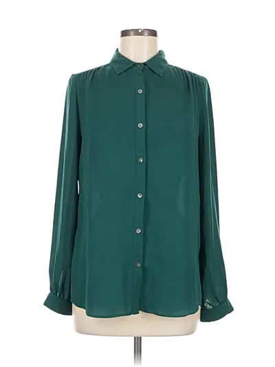 Pre-owned Lands' End Long Sleeve Blouse In Blue