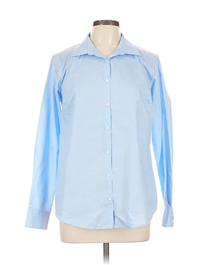 Pre-owned Lands' End Long Sleeve Blouse In Blue