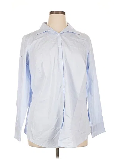 Pre-owned Lands' End Long Sleeve Blouse In Blue