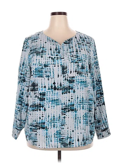 Pre-owned Lands' End Long Sleeve Blouse In Blue