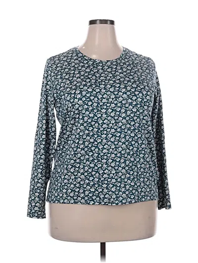 Pre-owned Lands' End Long Sleeve Blouse In Blue