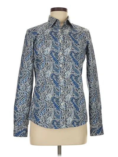 Pre-owned Lands' End Long Sleeve Blouse In Blue