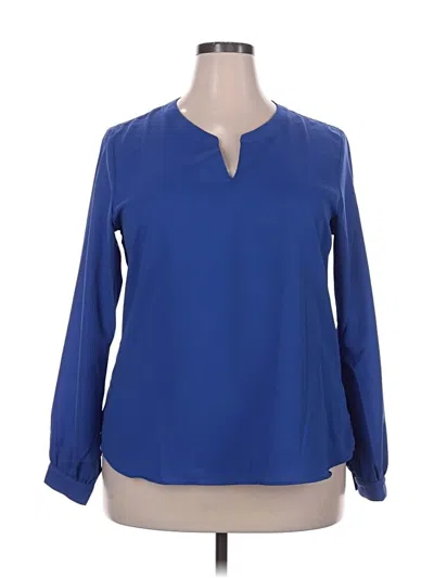 Pre-owned Lands' End Long Sleeve Blouse In Blue