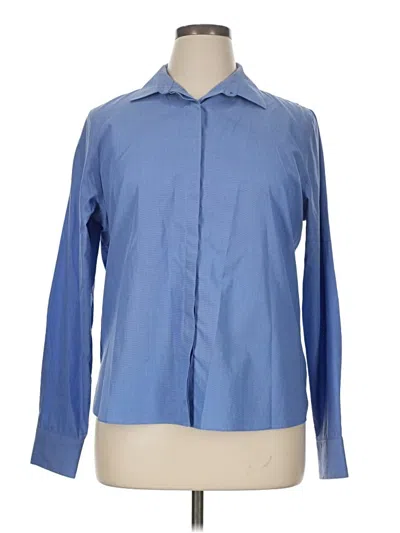 Pre-owned Lands' End Long Sleeve Blouse In Blue