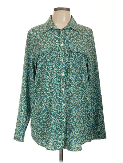 Pre-owned Lands' End Long Sleeve Blouse In Blue