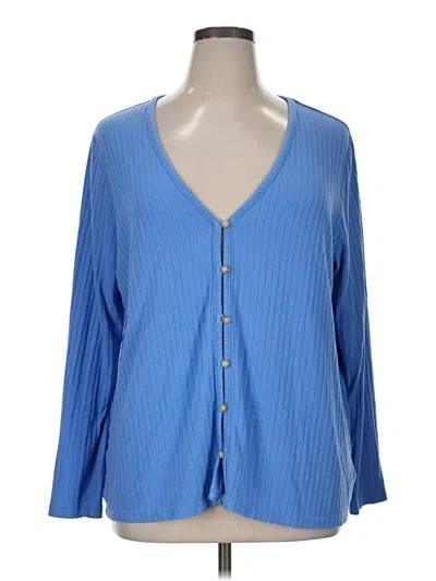 Pre-owned Lands' End Long Sleeve Blouse In Blue