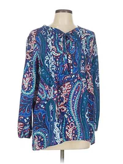 Pre-owned Lands' End Long Sleeve Blouse In Blue
