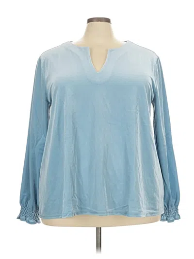 Pre-owned Lands' End Long Sleeve Blouse In Blue