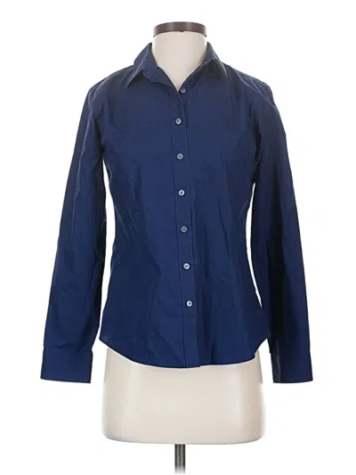 Pre-owned Lands' End Long Sleeve Blouse In Blue