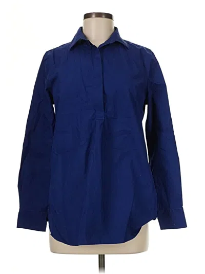 Pre-owned Lands' End Long Sleeve Blouse In Blue