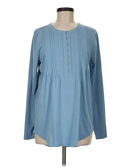 Pre-owned Lands' End Long Sleeve Blouse In Blue