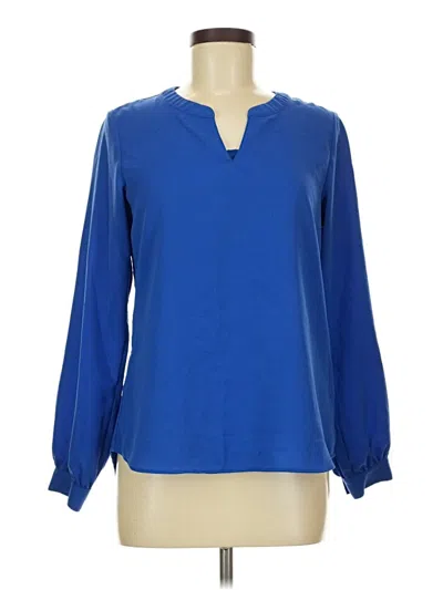 Pre-owned Lands' End Long Sleeve Blouse In Blue