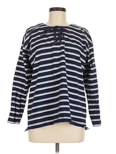 Pre-owned Lands' End Long Sleeve Blouse In Blue