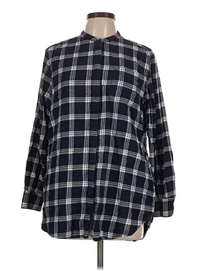 Pre-owned Lands' End Long Sleeve Blouse In Blue