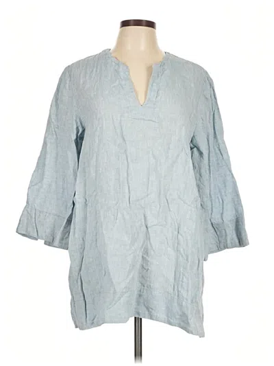 Pre-owned Lands' End Long Sleeve Blouse In Blue