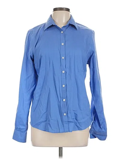 Pre-owned Lands' End Long Sleeve Blouse In Blue