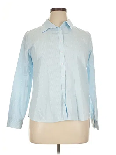 Pre-owned Lands' End Long Sleeve Blouse In Blue