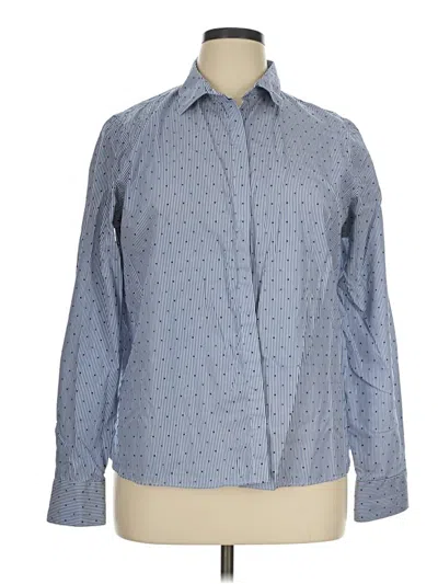 Pre-owned Lands' End Long Sleeve Blouse In Blue