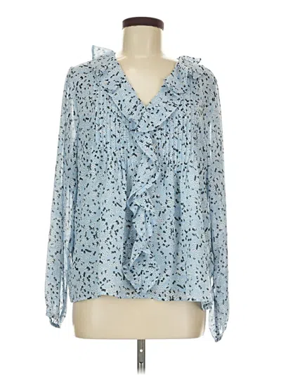 Pre-owned Lands' End Long Sleeve Blouse In Blue