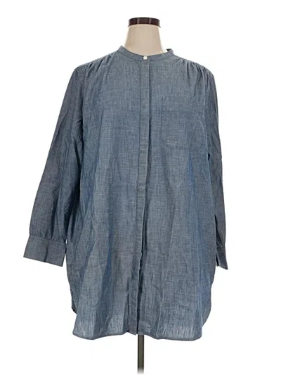 Pre-owned Lands' End Long Sleeve Blouse In Blue
