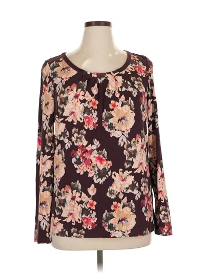 Pre-owned Lands' End Long Sleeve Blouse In Brown