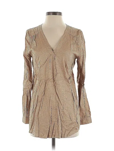 Pre-owned Lands' End Long Sleeve Blouse In Brown