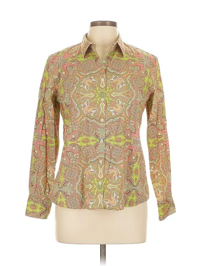 Pre-owned Lands' End Long Sleeve Blouse In Brown