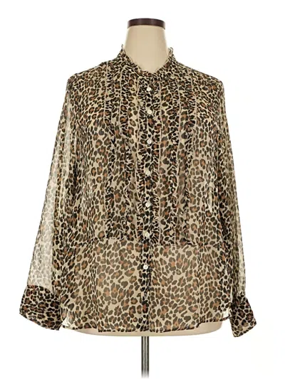 Pre-owned Lands' End Long Sleeve Blouse In Brown
