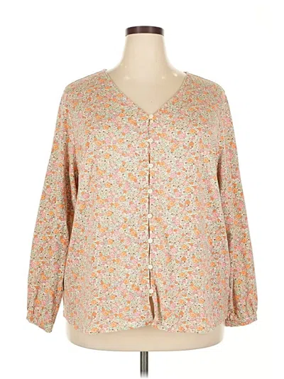 Pre-owned Lands' End Long Sleeve Blouse In Brown