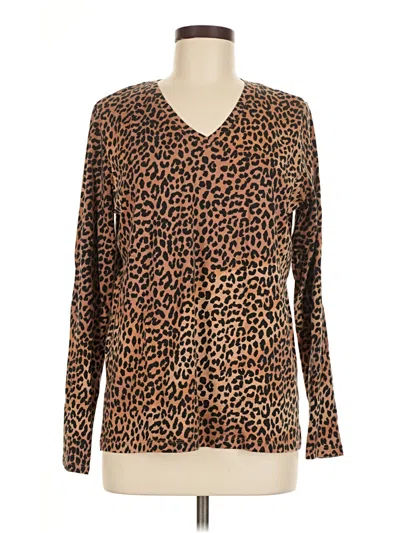 Pre-owned Lands' End Long Sleeve Blouse In Brown