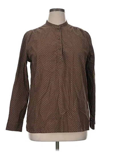 Pre-owned Lands' End Long Sleeve Blouse In Brown