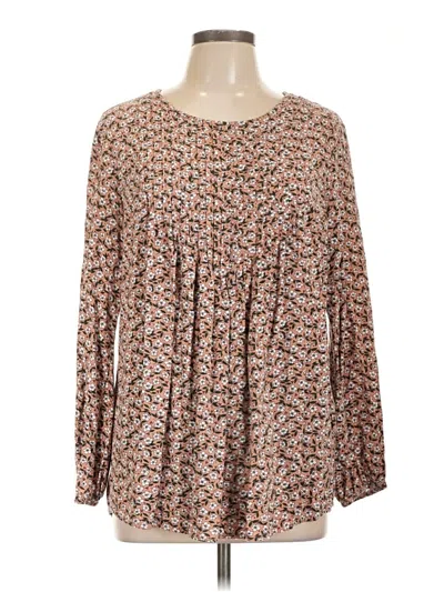 Pre-owned Lands' End Long Sleeve Blouse In Brown