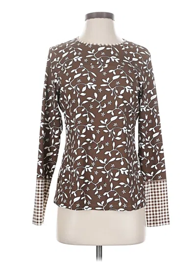 Pre-owned Lands' End Long Sleeve Blouse In Brown