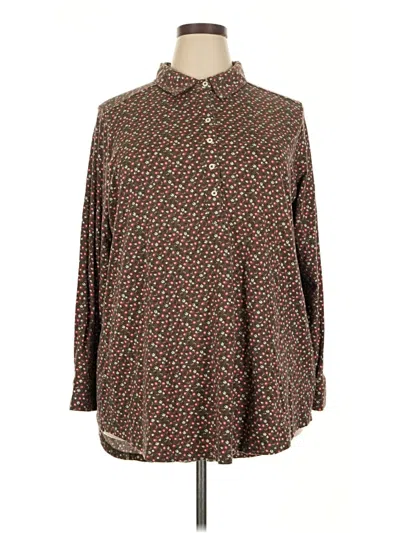 Pre-owned Lands' End Long Sleeve Blouse In Brown