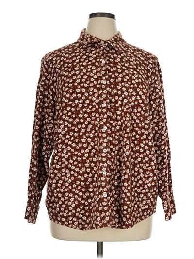 Pre-owned Lands' End Long Sleeve Blouse In Brown