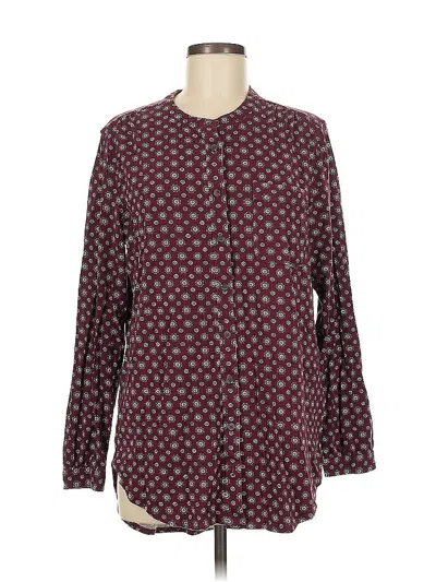 Pre-owned Lands' End Long Sleeve Blouse In Burgundy