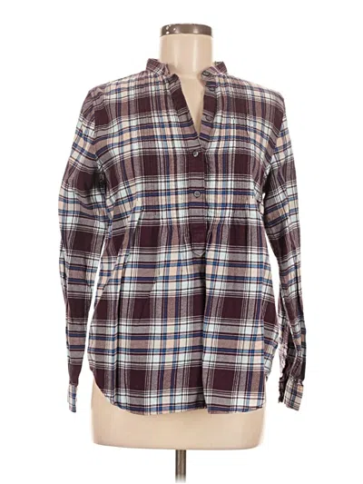 Pre-owned Lands' End Long Sleeve Blouse In Burgundy