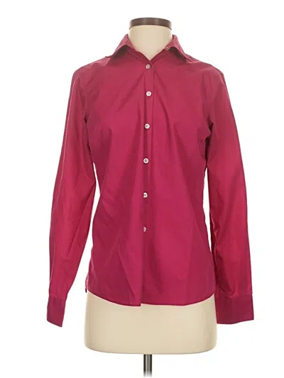 Pre-owned Lands' End Long Sleeve Blouse In Burgundy