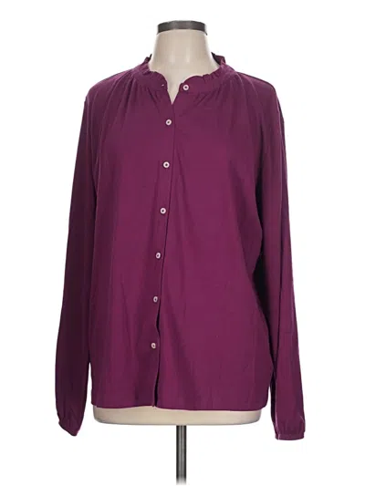 Pre-owned Lands' End Long Sleeve Blouse In Burgundy