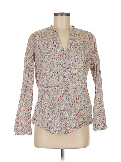 Pre-owned Lands' End Long Sleeve Blouse In Gray