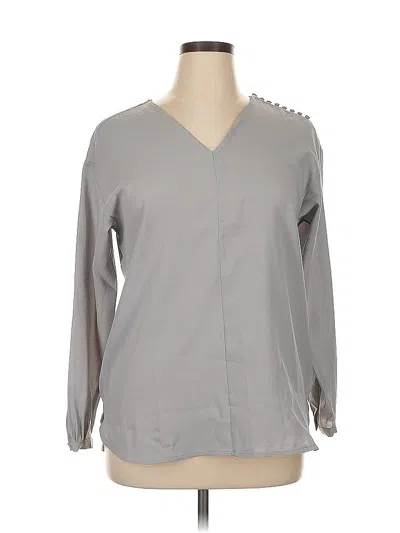 Pre-owned Lands' End Long Sleeve Blouse In Gray