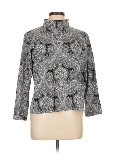 Pre-owned Lands' End Long Sleeve Blouse In Gray