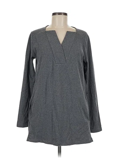 Pre-owned Lands' End Long Sleeve Blouse In Gray