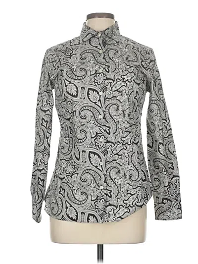 Pre-owned Lands' End Long Sleeve Blouse In Gray