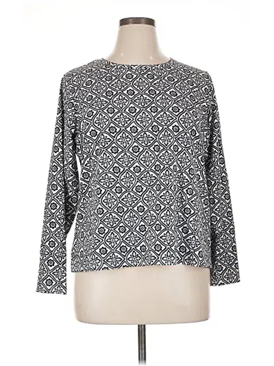 Pre-owned Lands' End Long Sleeve Blouse In Gray