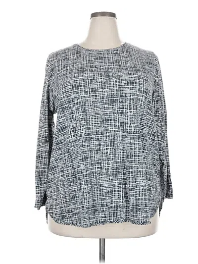 Pre-owned Lands' End Long Sleeve Blouse In Gray