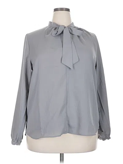 Pre-owned Lands' End Long Sleeve Blouse In Gray