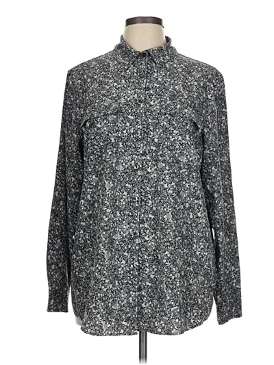 Pre-owned Lands' End Long Sleeve Blouse In Gray