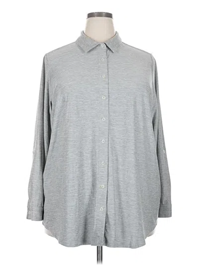 Pre-owned Lands' End Long Sleeve Blouse In Gray