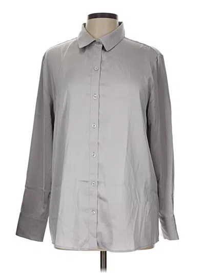 Pre-owned Lands' End Long Sleeve Blouse In Gray